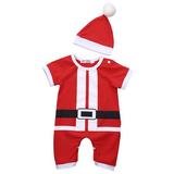 Santa Claus Baby Kids Red Jumpsuit+Hat Christmas Costume