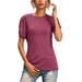 Sexy Dance S-XL Womens Summer Solid T Shirts Casual Beach Tee Blouse Short Sleeve Twisted Classic Fit Swim Beachwear Blouses Top Wine Red S(US 4-6)