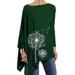 Women's Floral Print Long Sleeve Irregular Tunic Loose Long T-Shirts Plus Size Crew Neck Long Blouse Tops Shopping Street Loungewear Ladies Casual Plus T-Shirt