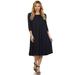 MOA COLLECTION Women's Solid Casual Basic Comfy 3/4 Sleeve Loose Fit A-line Midi Dress/Made in USA