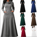 Casual Long Dress for Women Pullover Long Skirt Cowl Neck Party Dresses Simple Solid Dress