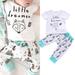 2PCS Newborn Infant Baby Girl Boy Summer Clothes Fox Print T-shirt Tops+Long Pants Outfits Set 9-18 Months