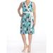 TOMMY HILFIGER Womens Blue Floral Sleeveless V Neck Knee Length Wrap Dress Dress Size 4