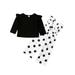 2PCS Girl Toddler Clothes Polka Dot Suspenders Pant Set, Baby Girls Clothes Long Sleeve Shirt Tops