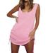 Niuer Women Backless Tank Top Dresses Sleeveless Knit shirts Cozy Loose Nightout Suit Sexy Knit Top Dress Pink M(US 6-8)