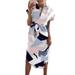 UKAP Summer Beach Dress for Ladies Casual V-neck Sundress Summer Floral Tunic Shirt Dress Summer Midi Dress