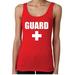 Guard Womens Ladies Tank Top Pool Ocean Lake Uniform Clothing (M) Red