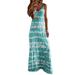 Tie Dye Maxi Dress for Women Bohemian Spaghetti Straps Dresses Sleeveless Print Long Dresses Boho Sundress