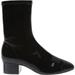 Schutz Lilith Black Patent Leather Leather Fitted Stretch L:ow Block Heel Ankle Bootie (6)