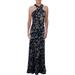 Lauren Ralph Lauren Womens Marylynn Metallic Floral Print Evening Dress