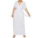 UKAP Women Plus Size V Neck Dress Summer Casual Loose Long Maxi Dresses Short Sleeve Beach Party Sundress
