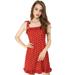 Allegra K Women's Printed Spaghetti Strap Ruffle Flare Mini Dress