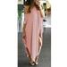 Tomshoo New Women Loose Long Dress Striped Batwing Sleeve Off-shoulder Split Asymmetric Casual Maxi Plus Size Dress