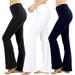 Womens & Plus Stretch Cotton Foldover Waist Bootleg Workout Yoga Pants (3PK: Black/Navy/White, S)