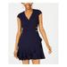 SPEECHLESS Womens Navy Ruffled Zippered Cap Sleeve V Neck Mini Faux Wrap Party Dress Size S