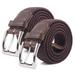 Mens Elastic Braided Canvas Belt Fabric Woven Stretch Braided Dress Belts-Coffee, S