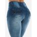 Womens Juniors Blue Light Wash Skinny Jeans - Casual High Waist Jeans - Stretchy Casual Jeans 10299P