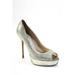 Pre-ownedJimmy Choo Womens Glitter Platform Stiletto Heel Peep Toe Pumps Silver Size 6.5