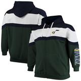 Utah Jazz Majestic Color Block Wordmark Logo Big & Tall Full-Zip Hoodie - Navy/Green