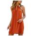 Mnycxen Women Halter Neck Beach Sleeveless Shift Above Knee Little Casual Dresses