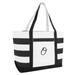 DALIX Striped Beach Bag Tote Bags Handbag Personalized Black Ballent Letter O