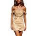 UKAP Off Shoulder Sequined Bodycon Party Dresses For Women Sleeveless Sparkle Glitter Dress Club Party Wear