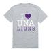 I Love UNA University of North Alabama Lions T-Shirt Heather Grey Medium