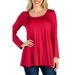 24seven Comfort Apparel Long Sleeve Solid Color Swing Style Flared Tunic Top, R011202, Made in USA