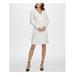 DKNY Womens White Long Sleeve V Neck Short Sheath Wear To Work Dress Size 14