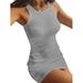 Avamo Women Plain Camisole Mini Dress Stitching Tank Top Women's Athletic Cami Vest Dress Sports Stretch Jersey Sleeveless Dresses Gray S(US 2-4)