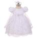 Rainkids Baby Girls White Sequins Embroidered Lace Cape Baptism Dress 0-24M