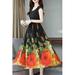 Junior Round Neck Floral Skirt Holiday Dress