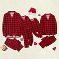 PatPat Family Matching Polo Collar Plaid Christmas Pajamas Sets (Flame Resistant)