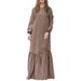 Women's Long Sleeve Button Down Shirt Dress Holiday Pleated Maxi Dresses
