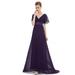 Ever-Pretty Women's Plus Size Long V Neck Winter Evening Holiday Party Maxi Dresses for Women 9890 Purple US 20