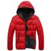 MAWCLOS Men Lightweight Puffer Jacket Thermal Windproof Drawstring Hoodie Patchwork Outdoor Hiking Outwear Snowboarding Jackets