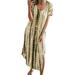 Sexy Dance Summer Tie Dye Printed Short Sleeve Tunic Dress for Women Casual V Neck Long Dress Ladies Side Split Fashion Shirt Dress Loose Fit Sundress