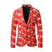 UKAP Men's Christmas Print Blazer Funny Snowman Notch Lapel Suit Novelty Xmas Regular Fit Jacket with Pockets