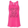 Women's Funny Tank Top "I Work Hard So My Cat Can Live A Better Life" Shirts Small, Neon Pink