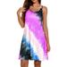 Womens Summer Rainbow Gradient Sleeveless Casual Sundress Ladies Boho Beach Midi Dress