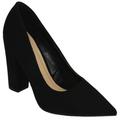 Not Just A Pump Women Thick Chunky Block High Heels Pointed Toe Dress / Casual Shoes OGDEN-S Black Nubuck Suede 7