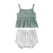 ZIYIXIN Newborn Baby Girls 2-piece Outfit Set Solid Color Tank Top Shorts Set for Kids Girls