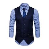 Mens Business Slim Fit Suit Vest Dress Adults Button Closure Sleeveless Solid Color Tuxedo Vest Separate Waistcoat for Wedding Party Festival