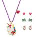 JoJo Siwa Unicorn Jewelry Gift Set for Girls, Fashion Necklace and Stud Earrings