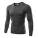 JANDEL Men Long Sleeves Fitness Running Football Dry Tight Sportswear,Gray L