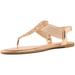 Dream Pairs Women's Summer Beach Vacation Flat Sandals Elastic Strappy String Thong Sandals Ankle Strap Gladiator Sandals Spparkly Champagne/Gold Size 6.5