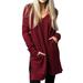 Plus Size Women Long Sleeve Casual Long Tunic Tops Ladies Blouse Shirt Jersey Pullover Ladies Autumn Plain Tunic Shirt Dress Split Hem Gypsy Baggy Tunic Tops Shirt Long Sleeve Blouse