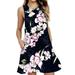 Plus Size Women Casual Flowy Print Dress with Pockets Sleeveless Loose Beach Tunic Shirt Dress Sundress