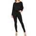 Women's Casual Two Piece Set Pull On Long Sleeve Cropped Top High Waist Leggings Pants Set