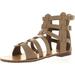 De Blossom Xara-4 Vegan Leather Casual High Strappy Gladiator Flat Sandal